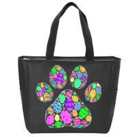 Cute Colorful Easter Eggs Dog Cat Paw Lover rabbit Zip Tote Bag