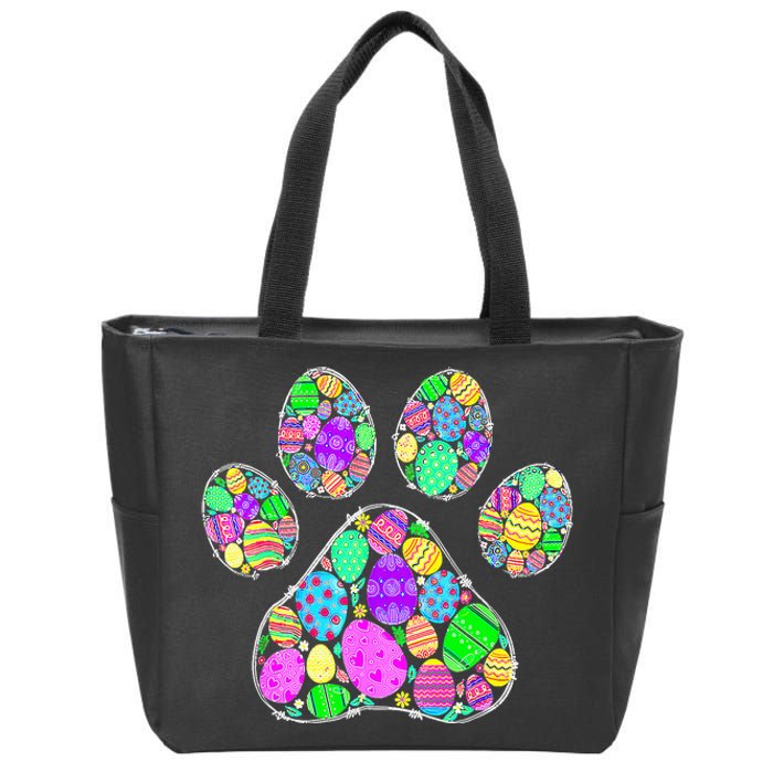 Cute Colorful Easter Eggs Dog Cat Paw Lover rabbit Zip Tote Bag