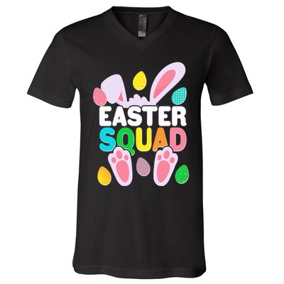 Cute Colorful Easter Squad Easter Bunny Rabbit Eggs V-Neck T-Shirt