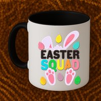 Cute Colorful Easter Squad Easter Bunny Rabbit Eggs Mug