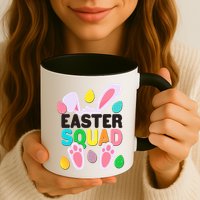 Cute Colorful Easter Squad Easter Bunny Rabbit Eggs Mug