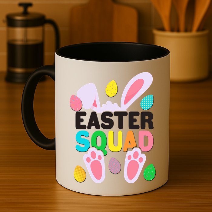 Cute Colorful Easter Squad Easter Bunny Rabbit Eggs Mug
