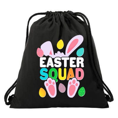 Cute Colorful Easter Squad Easter Bunny Rabbit Eggs Drawstring Bag