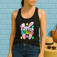 Cute Colorful Easter Squad Easter Bunny Rabbit Eggs Womens Tank Top