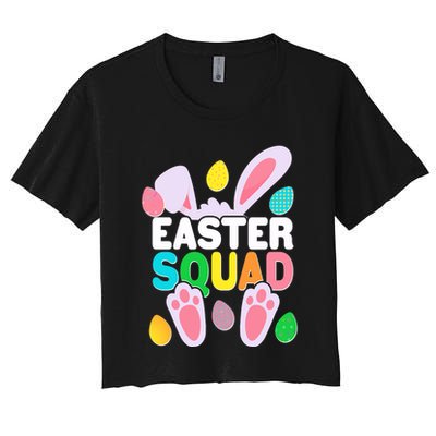 Cute Colorful Easter Squad Easter Bunny Rabbit Eggs Crop Top