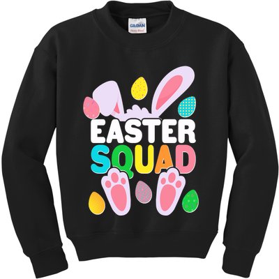 Cute Colorful Easter Squad Easter Bunny Rabbit Eggs Kids Sweatshirt