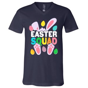 Cute Colorful Easter Squad Easter Bunny Rabbit Eggs V-Neck T-Shirt