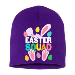 Cute Colorful Easter Squad Easter Bunny Rabbit Eggs Short Acrylic Beanie