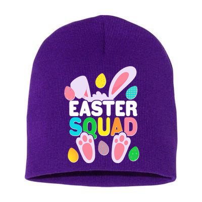 Cute Colorful Easter Squad Easter Bunny Rabbit Eggs Short Acrylic Beanie