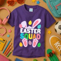 Cute Colorful Easter Squad Easter Bunny Rabbit Eggs Kids T-Shirt