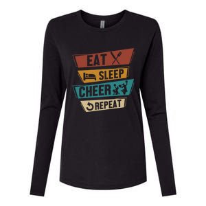 Cheerleading Cheer Eat Sleep Cheer Repeat Cheerleader Gift Womens Cotton Relaxed Long Sleeve T-Shirt