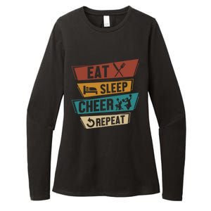 Cheerleading Cheer Eat Sleep Cheer Repeat Cheerleader Gift Womens CVC Long Sleeve Shirt