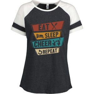 Cheerleading Cheer Eat Sleep Cheer Repeat Cheerleader Gift Enza Ladies Jersey Colorblock Tee