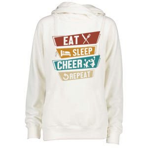 Cheerleading Cheer Eat Sleep Cheer Repeat Cheerleader Gift Womens Funnel Neck Pullover Hood