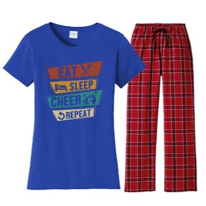 Cheerleading Cheer Eat Sleep Cheer Repeat Cheerleader Gift Women's Flannel Pajama Set