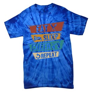 Cheerleading Cheer Eat Sleep Cheer Repeat Cheerleader Gift Tie-Dye T-Shirt