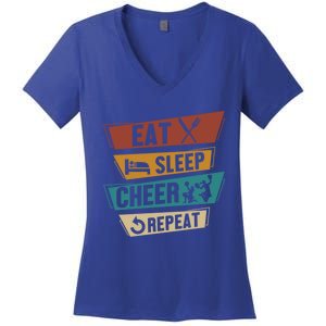 Cheerleading Cheer Eat Sleep Cheer Repeat Cheerleader Gift Women's V-Neck T-Shirt