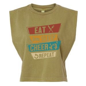 Cheerleading Cheer Eat Sleep Cheer Repeat Cheerleader Gift Garment-Dyed Women's Muscle Tee