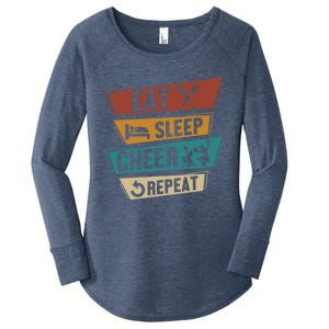 Cheerleading Cheer Eat Sleep Cheer Repeat Cheerleader Gift Women's Perfect Tri Tunic Long Sleeve Shirt