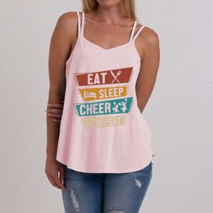 Cheerleading Cheer Eat Sleep Cheer Repeat Cheerleader Gift Women's Strappy Tank