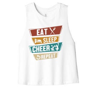 Cheerleading Cheer Eat Sleep Cheer Repeat Cheerleader Gift Women's Racerback Cropped Tank