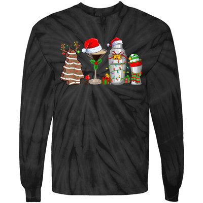 Christmas Cocktail Espresso Martini Drinking Party Bartender Tie-Dye Long Sleeve Shirt