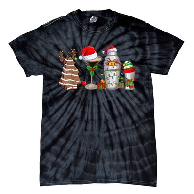 Christmas Cocktail Espresso Martini Drinking Party Bartender Tie-Dye T-Shirt