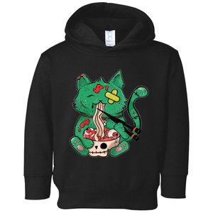 Creepy Cat Eating Ra Noodles Halloween Costume Toddler Hoodie