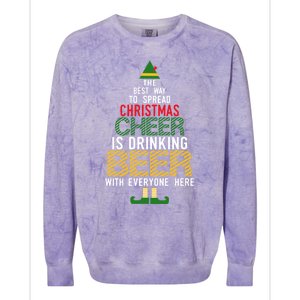 Christmas Cheer Elf | Funny Naughty Santa Elf Beer Sweater Colorblast Crewneck Sweatshirt