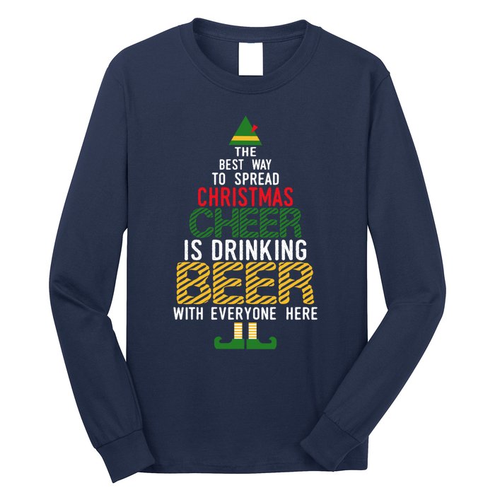 Christmas Cheer Elf | Funny Naughty Santa Elf Beer Sweater Long Sleeve Shirt