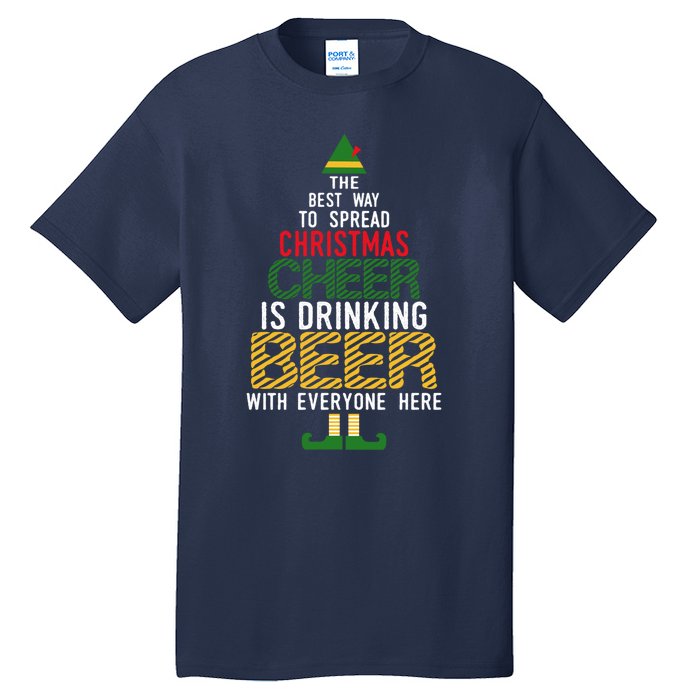 Christmas Cheer Elf | Funny Naughty Santa Elf Beer Sweater Tall T-Shirt