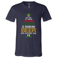 Christmas Cheer Elf | Funny Naughty Santa Elf Beer Sweater V-Neck T-Shirt