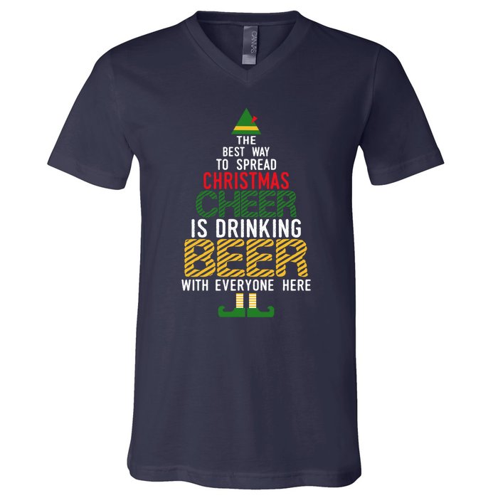 Christmas Cheer Elf | Funny Naughty Santa Elf Beer Sweater V-Neck T-Shirt