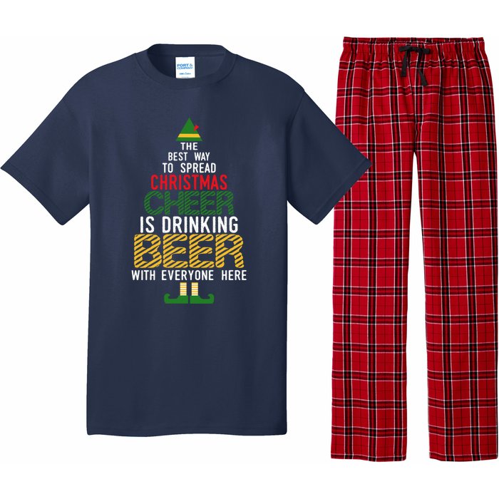 Christmas Cheer Elf | Funny Naughty Santa Elf Beer Sweater Pajama Set