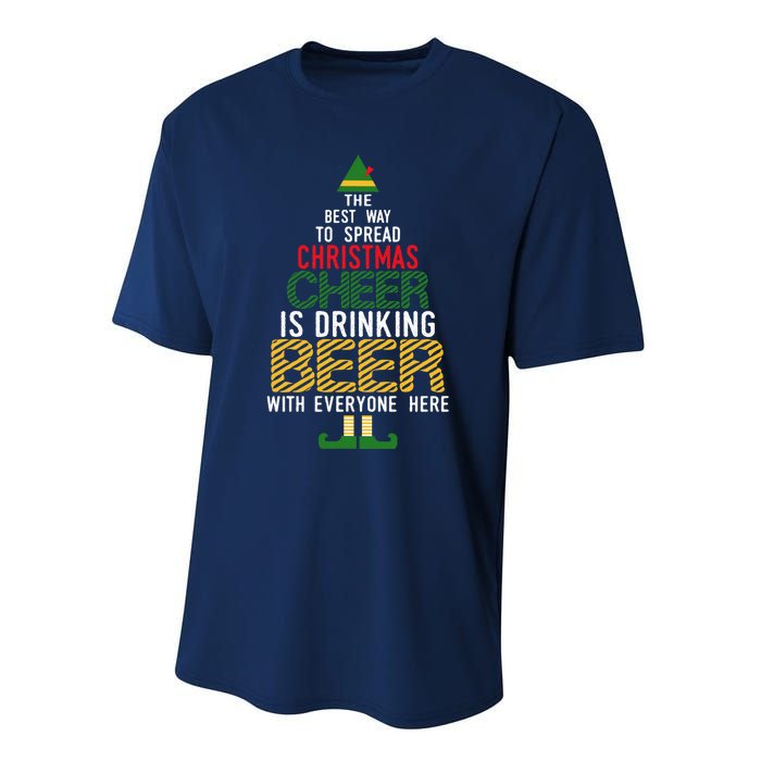 Christmas Cheer Elf | Funny Naughty Santa Elf Beer Sweater Performance Sprint T-Shirt