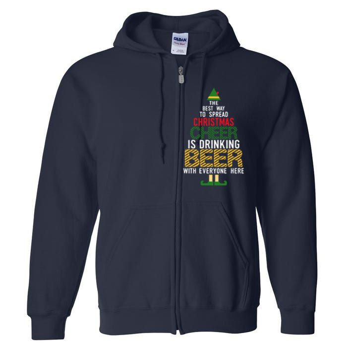 Christmas Cheer Elf | Funny Naughty Santa Elf Beer Sweater Full Zip Hoodie