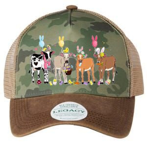 Cute Cow Easter Day Farm Animals Easter Eggs Bunny Legacy Tie Dye Trucker Hat