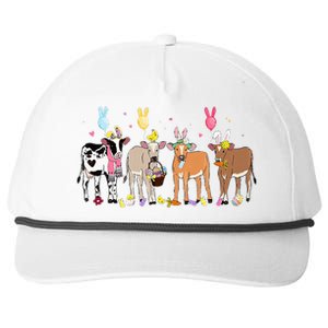 Cute Cow Easter Day Farm Animals Easter Eggs Bunny Snapback Five-Panel Rope Hat