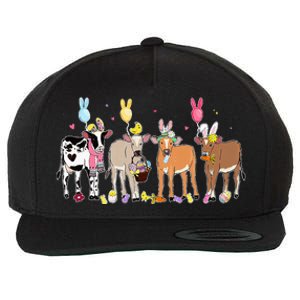 Cute Cow Easter Day Farm Animals Easter Eggs Bunny Wool Snapback Cap