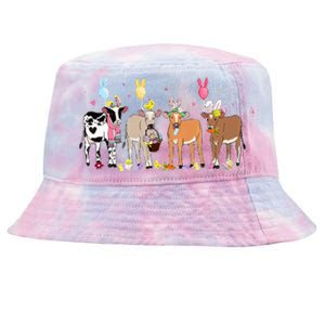 Cute Cow Easter Day Farm Animals Easter Eggs Bunny Tie-Dyed Bucket Hat