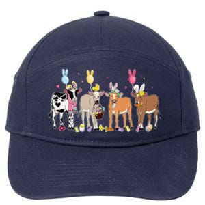 Cute Cow Easter Day Farm Animals Easter Eggs Bunny 7-Panel Snapback Hat