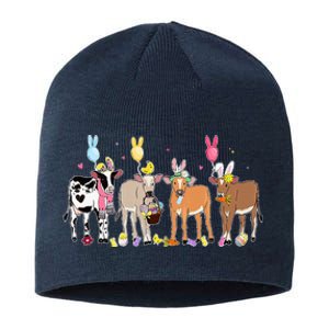 Cute Cow Easter Day Farm Animals Easter Eggs Bunny Sustainable Beanie