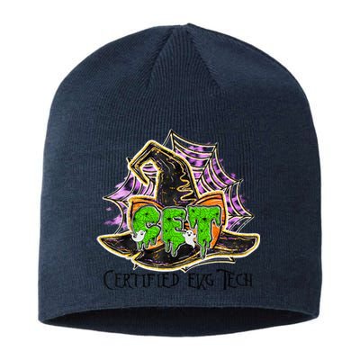 CET certified EKG technician boo crew spooky Halloween witch Sustainable Beanie