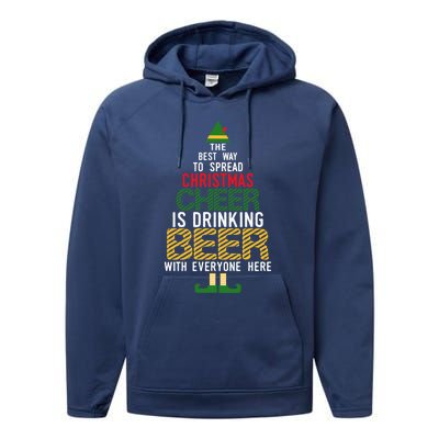 Christmas Cheer Elf Funny Naughty Santa Elf Beer Funny Gift Performance Fleece Hoodie