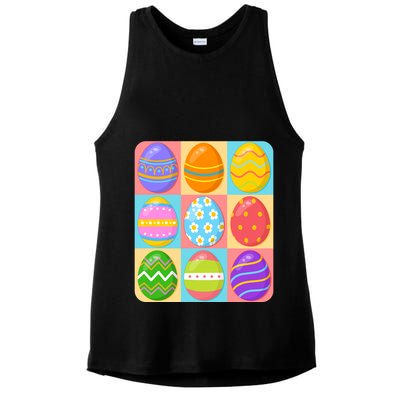 Cute Colorful Easter Egg Pop Art Ladies PosiCharge Tri-Blend Wicking Tank