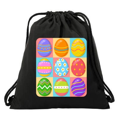 Cute Colorful Easter Egg Pop Art Drawstring Bag