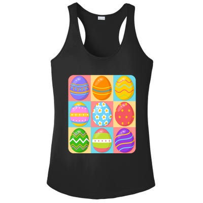 Cute Colorful Easter Egg Pop Art Ladies PosiCharge Competitor Racerback Tank