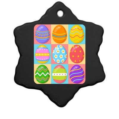 Cute Colorful Easter Egg Pop Art Ceramic Star Ornament