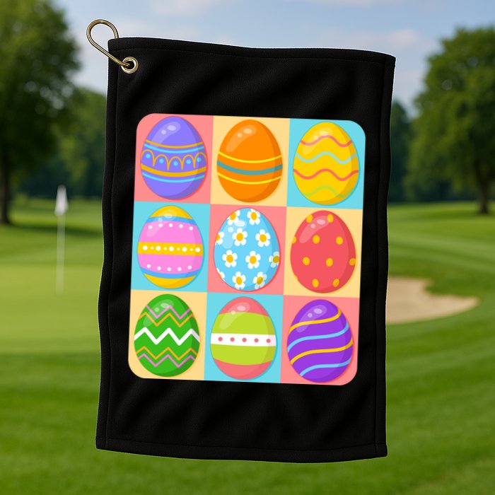 Cute Colorful Easter Egg Pop Art Golf Towel