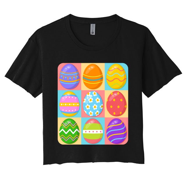 Cute Colorful Easter Egg Pop Art Crop Top